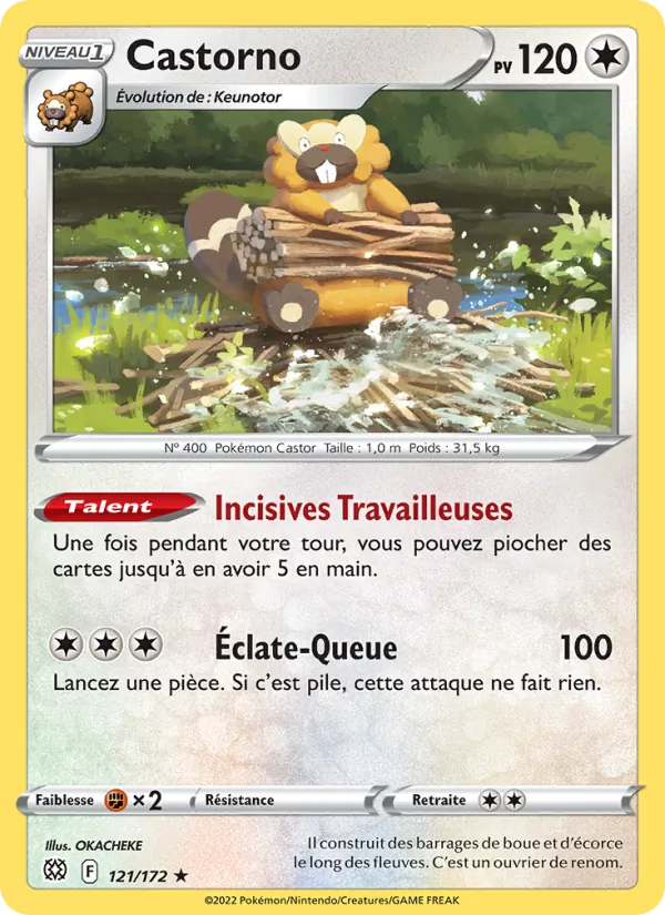 Carte Pokémon Castorno 121/172 de l'extension Stars Étincelantes