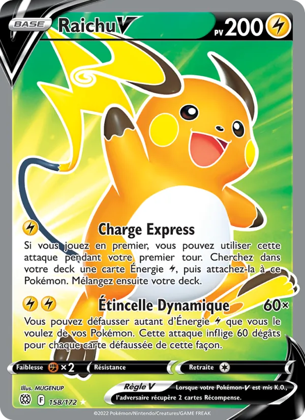 Carte Pokémon Raichu V 158/172 de l'extension Stars Étincelantes