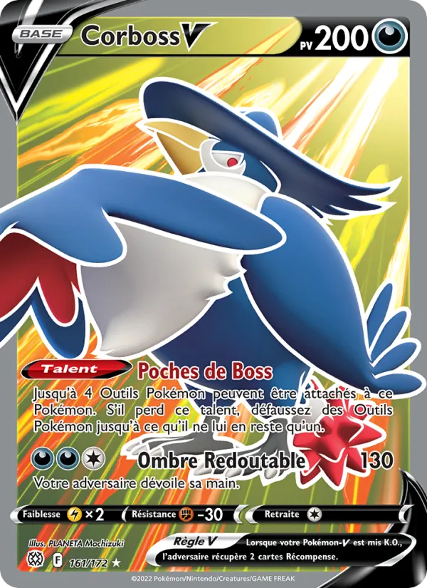 Carte Pokémon Corboss V 161/172 de l'extension Stars Étincelantes