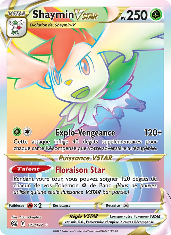Carte Pokémon Shaymin VSTAR 173/172 de l'extension Stars Étincelantes