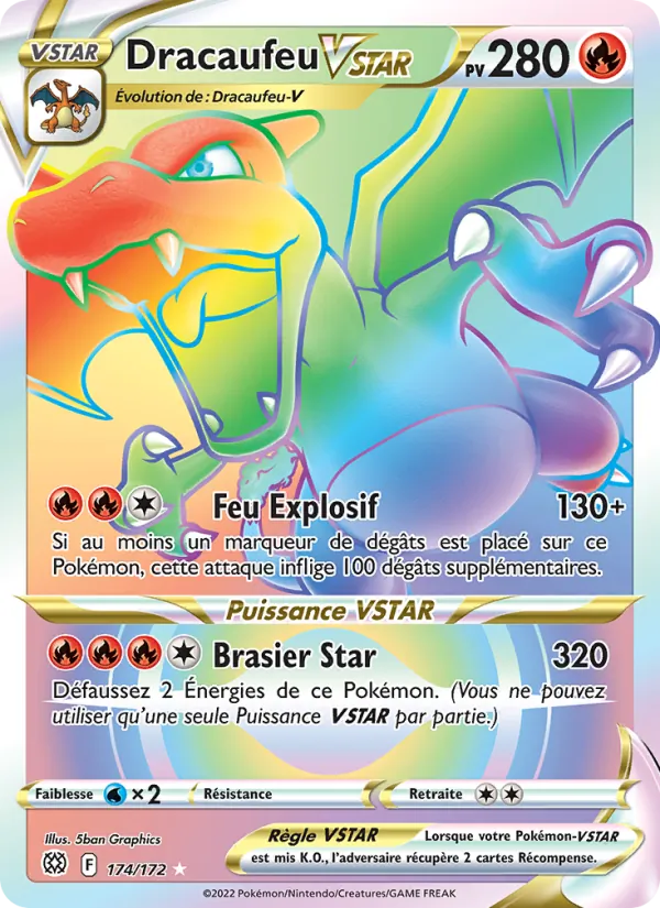 Carte Pokémon Dracaufeu VSTAR 174/172 de l'extension Stars Étincelantes