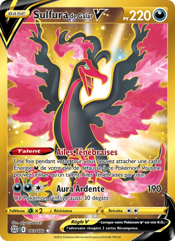 Carte Pokémon Sulfura de Galar V 183/172 de l'extension Stars Étincelantes