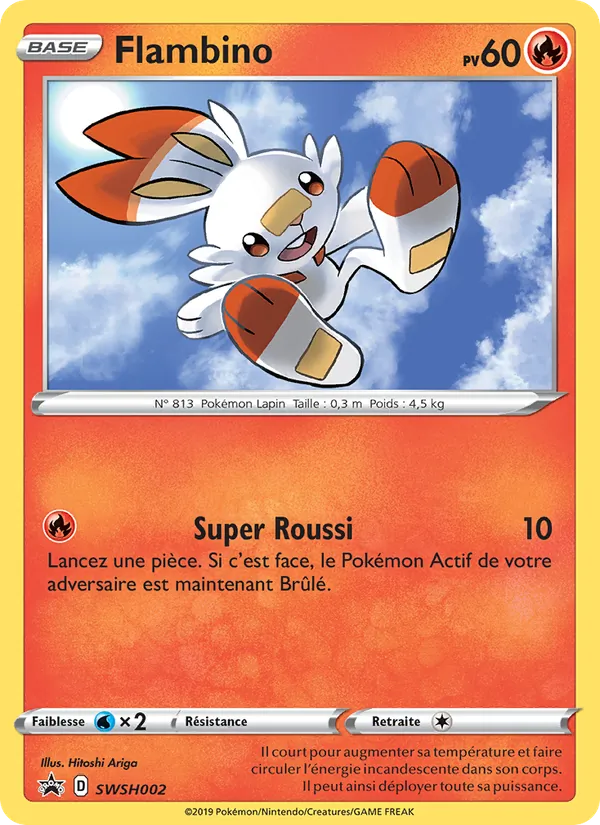 Carte Pokémon Flambino SWSH002/307 de l'extension Promo SWSH