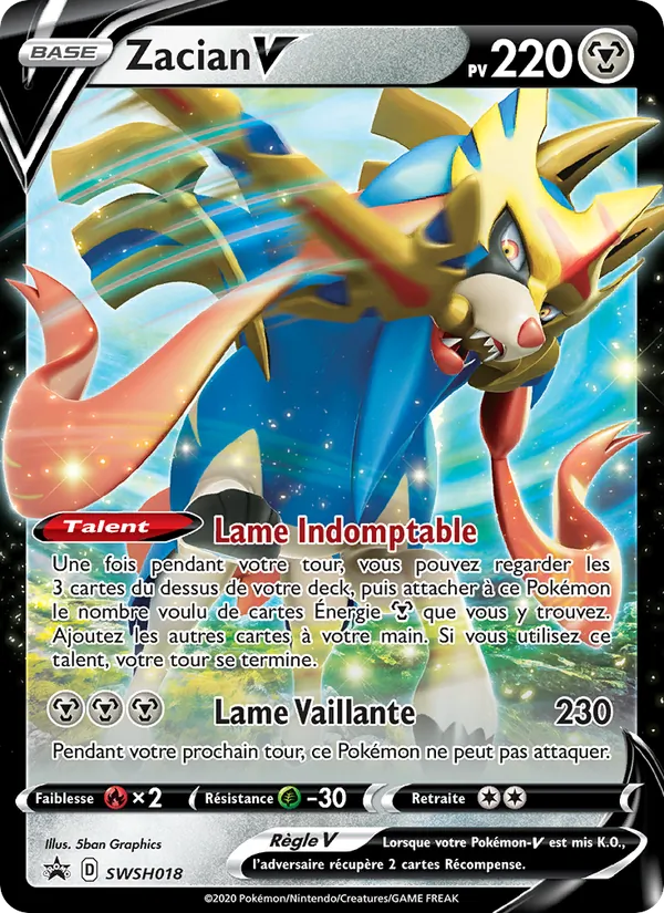 Carte Pokémon Zacian V SWSH018/307 de l'extension Promo SWSH