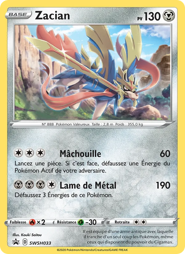 Carte Pokémon Zacian SWSH033/307 de l'extension Promo SWSH