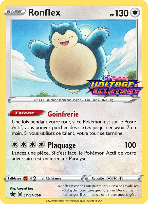 Carte Pokémon Ronflex SWSH068/307 de l'extension Promo SWSH