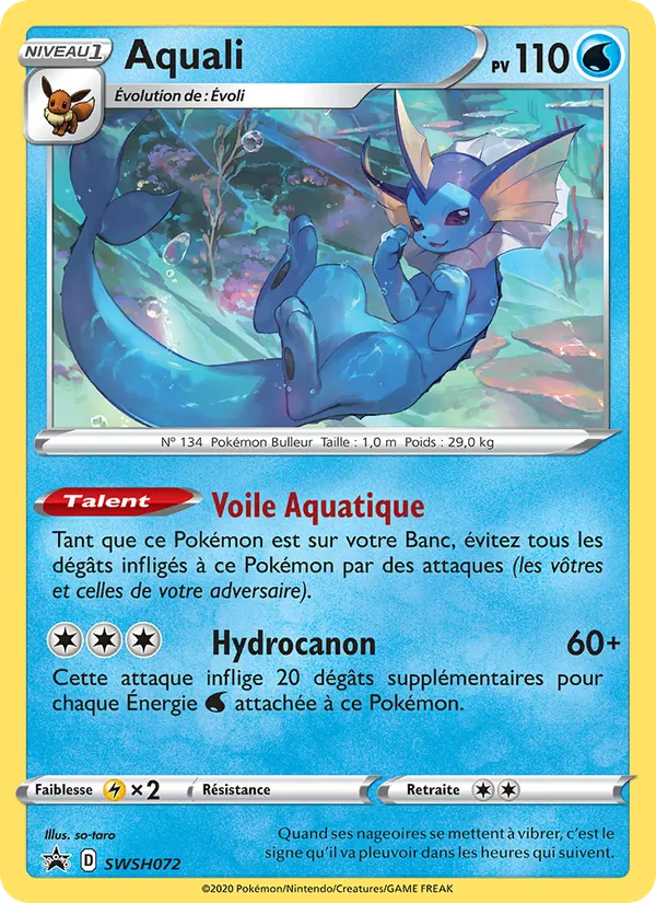 Carte Pokémon Aquali SWSH072/307 de l'extension Promo SWSH