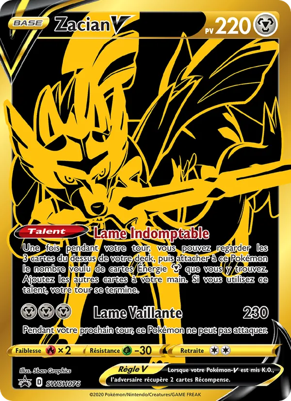 Carte Pokémon Zacian V SWSH076/307 de l'extension Promo SWSH
