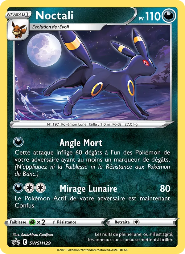 Carte Pokémon Noctali SWSH129/307 de l'extension Promo SWSH