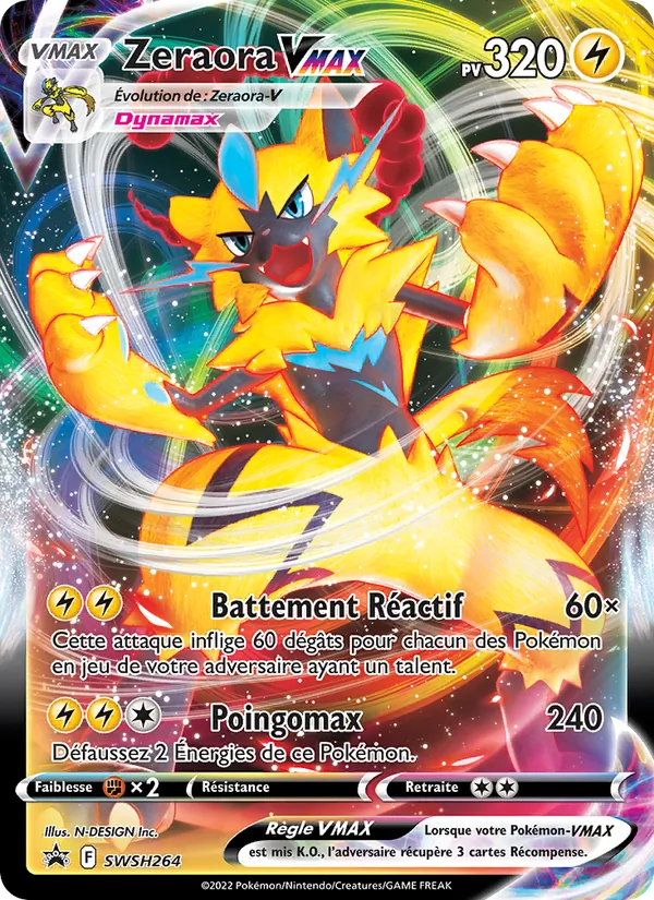 Carte Pokémon Zeraora VMAX SWSH264/307 de l'extension Promo SWSH