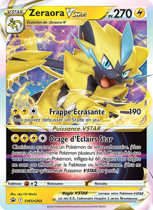 Carte Pokémon Zeraora VSTAR SWSH265/307 de l'extension Promo SWSH