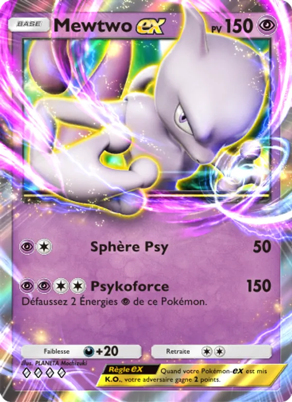 Carte Pokémon Mewtwo-ex 129/226 de l'extension Puissance Génétique