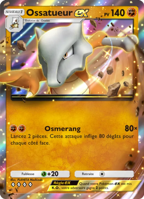 Carte Pokémon Ossatueur-ex 153/226 de l'extension Puissance Génétique