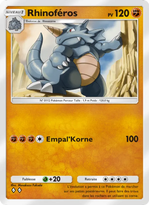 Carte Pokémon Rhinoféros 157/226 de l'extension Puissance Génétique