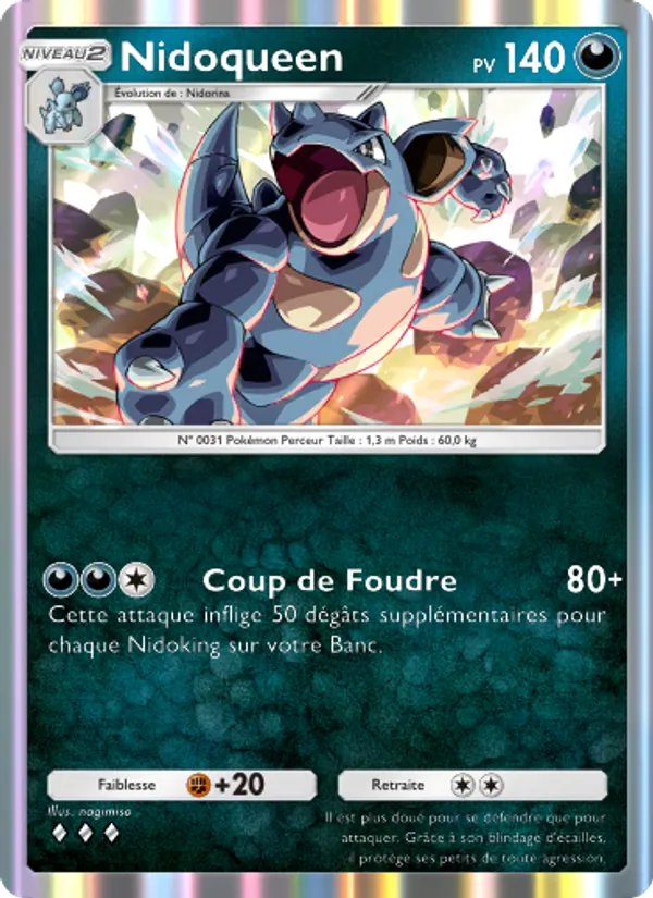 Carte Pokémon Nidoqueen 168/226 de l'extension Puissance Génétique