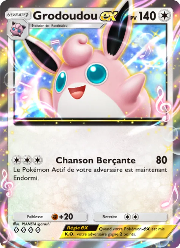 Carte Pokémon Grodoudou-ex 195/226 de l'extension Puissance Génétique