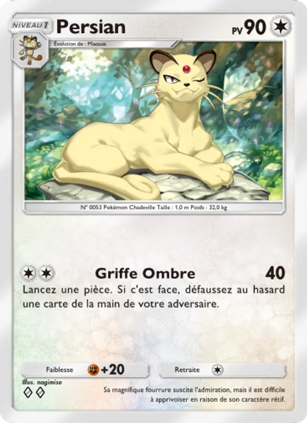 Carte Pokémon Persian 197/226 de l'extension Puissance Génétique