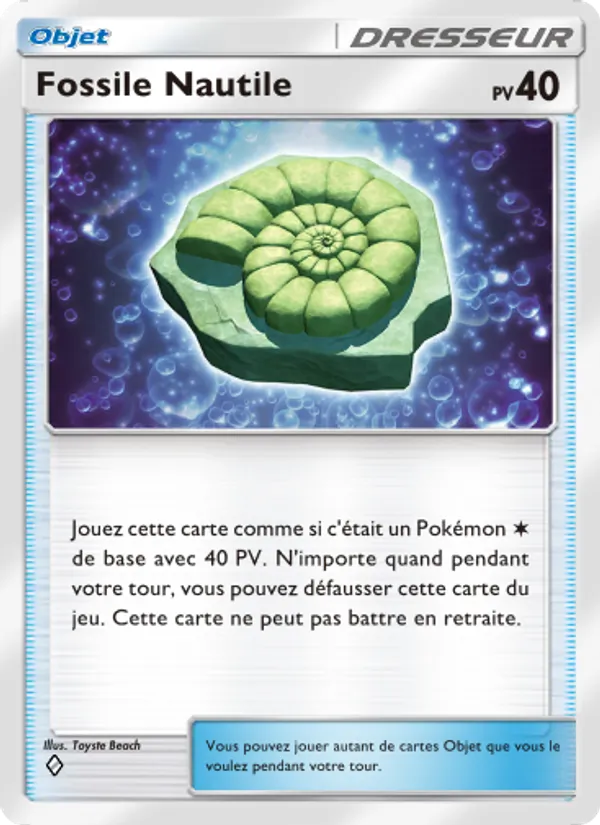 Carte Pokémon Fossile Nautile 216/226 de l'extension Puissance Génétique