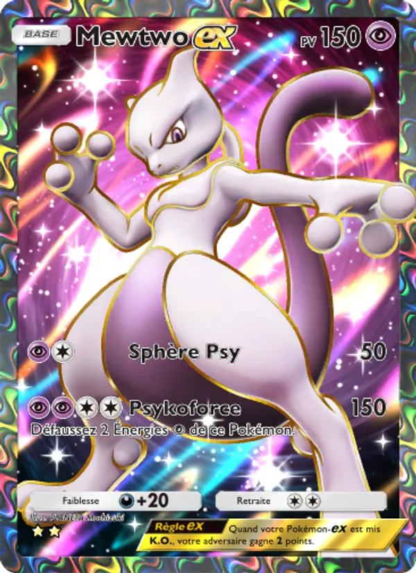 Carte Pokémon Mewtwo-ex 262/226 de l'extension Puissance Génétique