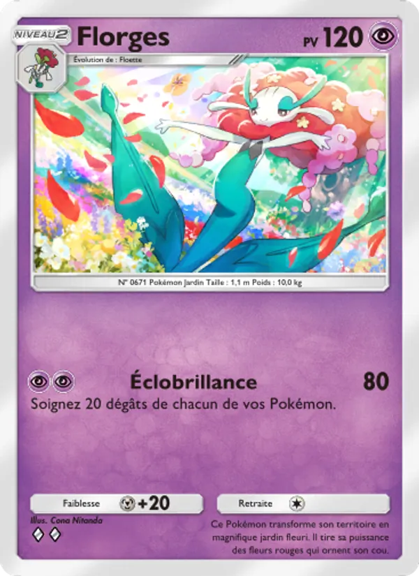Carte Pokémon Florges 038/68 de l'extension L’Île Fabuleuse