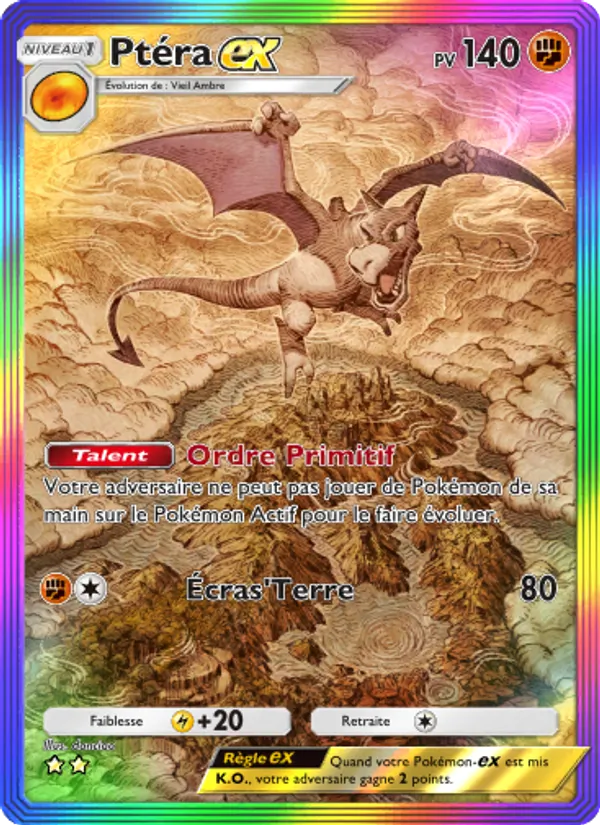 Carte Pokémon Ptéra-ex 084/68 de l'extension L’Île Fabuleuse