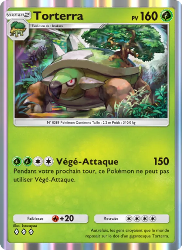 Carte Pokémon Torterra 012/140 de l'extension Choc Spatio-Temporel
