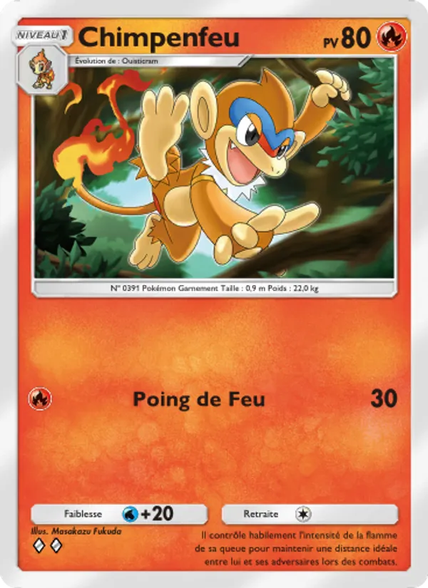 Carte Pokémon Chimpenfeu 028/140 de l'extension Choc Spatio-Temporel