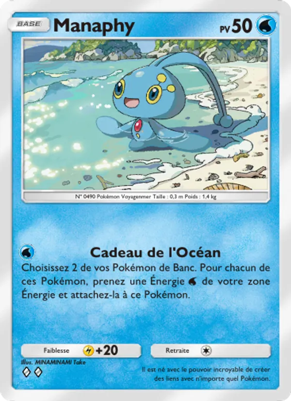 Carte Pokémon Manaphy 050/140 de l'extension Choc Spatio-Temporel