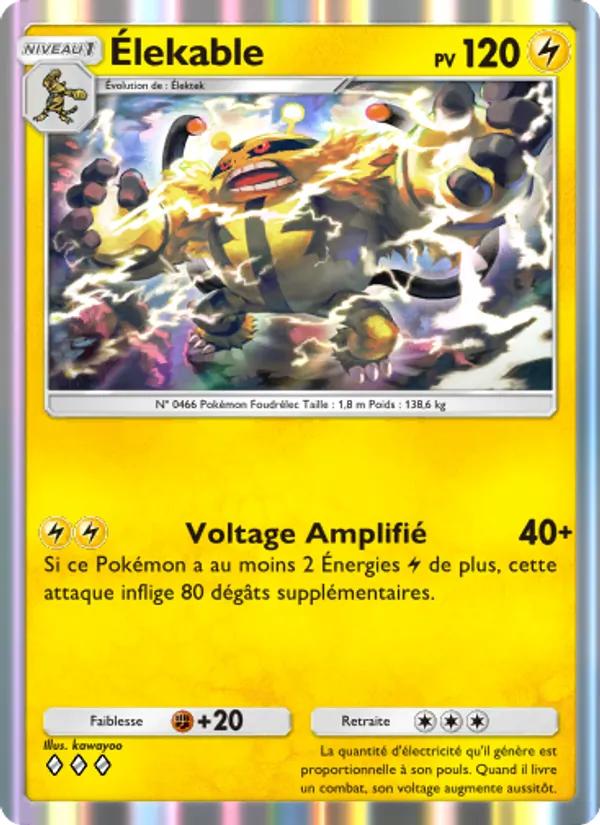 Carte Pokémon Élekable 057/140 de l'extension Choc Spatio-Temporel