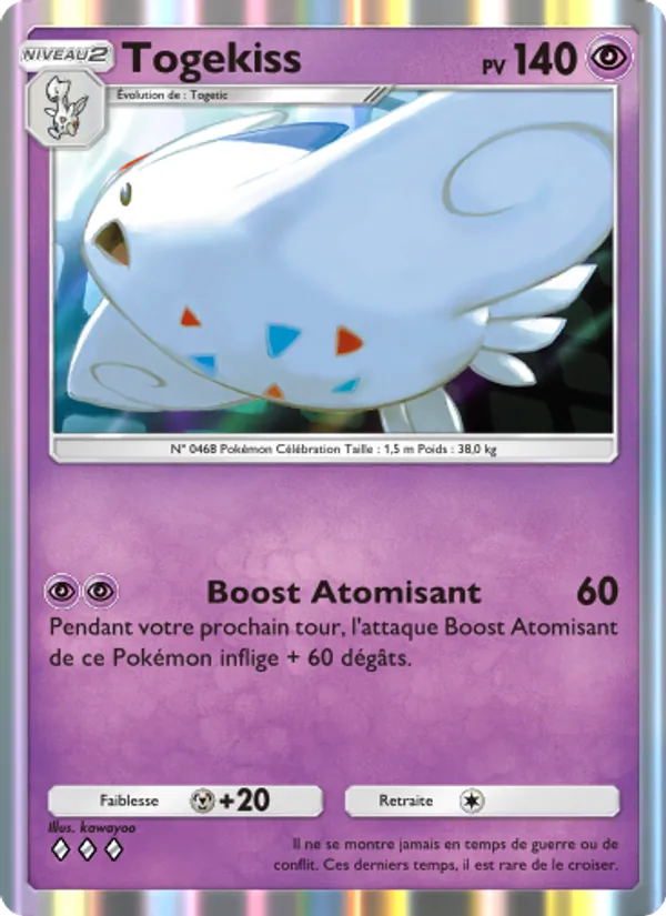 Carte Pokémon Togekiss 065/140 de l'extension Choc Spatio-Temporel