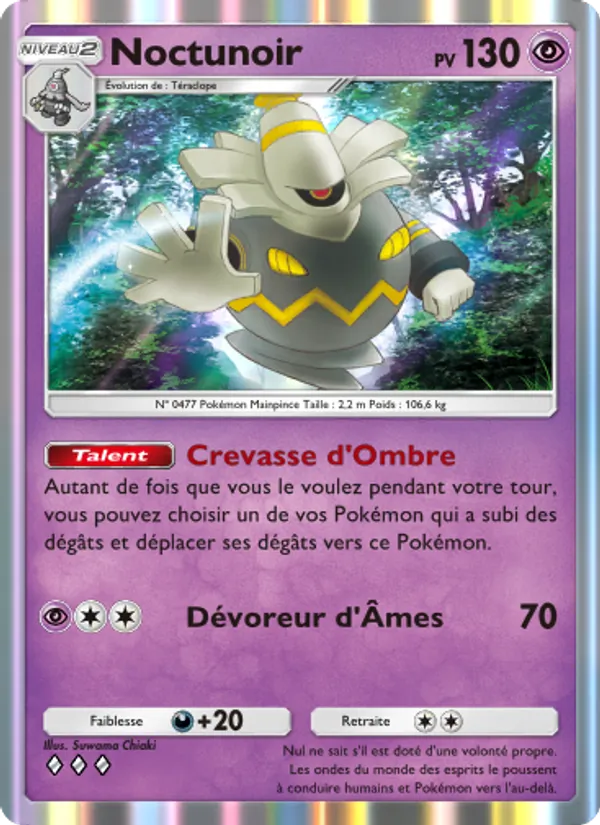 Carte Pokémon Noctunoir 072/140 de l'extension Choc Spatio-Temporel