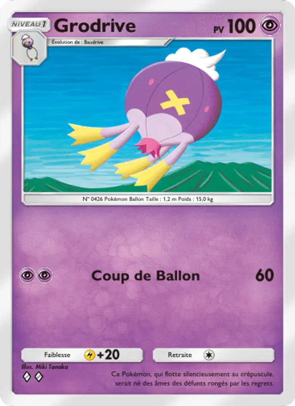 Carte Pokémon Grodrive 074/140 de l'extension Choc Spatio-Temporel