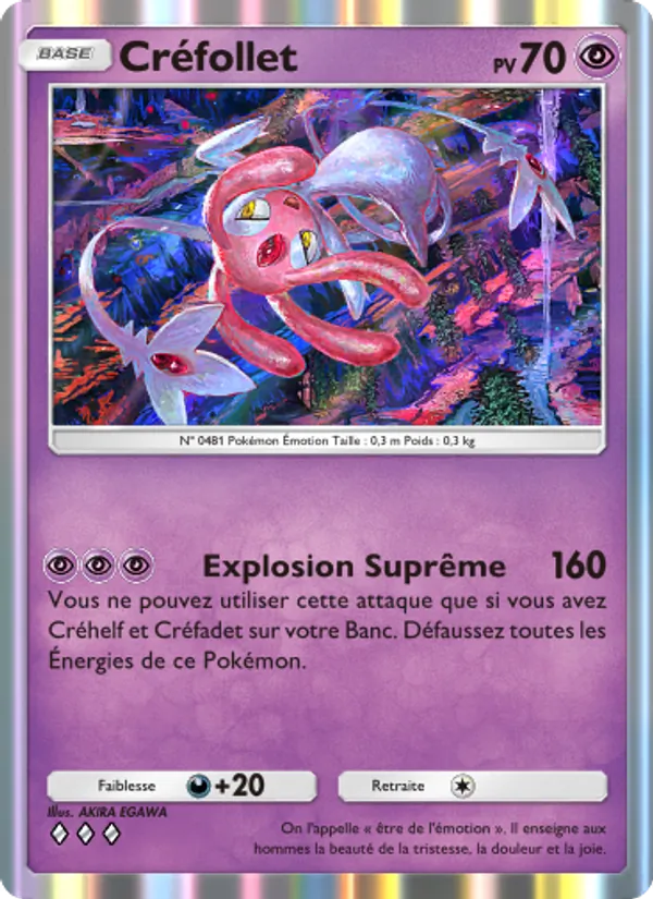 Carte Pokémon Créfollet 076/140 de l'extension Choc Spatio-Temporel