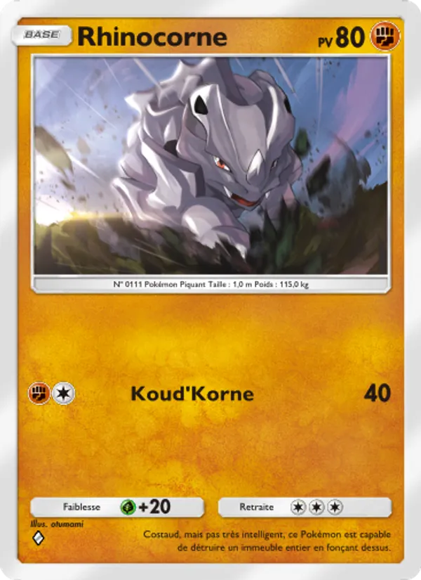 Carte Pokémon Rhinocorne 080/140 de l'extension Choc Spatio-Temporel