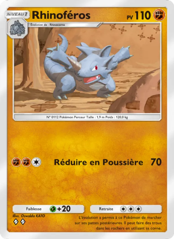 Carte Pokémon Rhinoféros 081/140 de l'extension Choc Spatio-Temporel