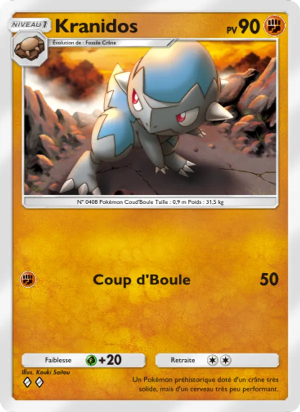 Carte Pokémon Kranidos 088/140 de l'extension Choc Spatio-Temporel