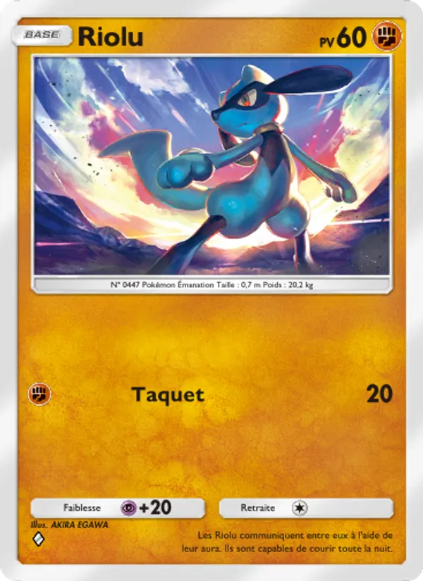 Carte Pokémon Riolu 091/140 de l'extension Choc Spatio-Temporel