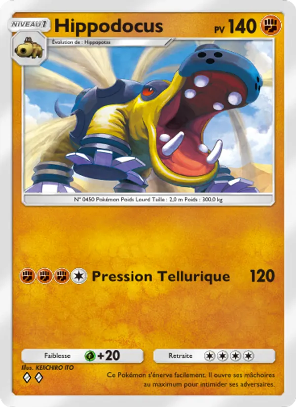 Carte Pokémon Hippodocus 094/140 de l'extension Choc Spatio-Temporel