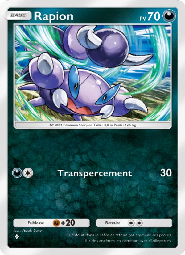 Carte Pokémon Rapion 105/140 de l'extension Choc Spatio-Temporel