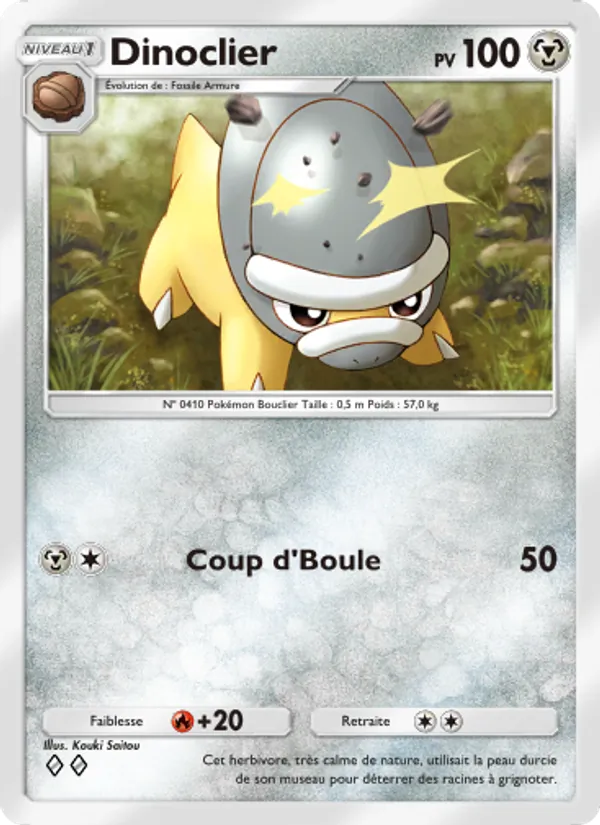 Carte Pokémon Dinoclier 113/140 de l'extension Choc Spatio-Temporel