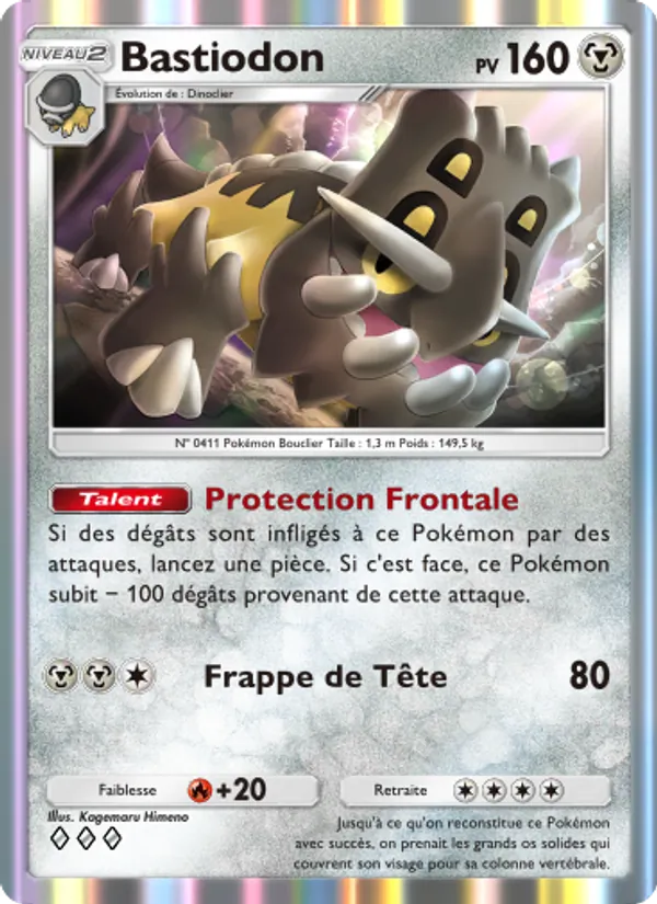 Carte Pokémon Bastiodon 114/140 de l'extension Choc Spatio-Temporel