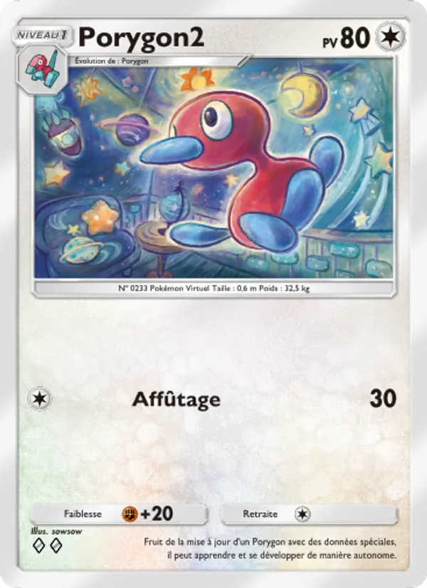 Carte Pokémon Porygon2 128/140 de l'extension Choc Spatio-Temporel