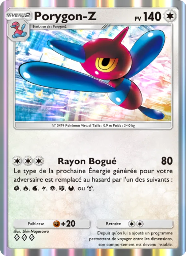 Carte Pokémon Porygon-Z 129/140 de l'extension Choc Spatio-Temporel