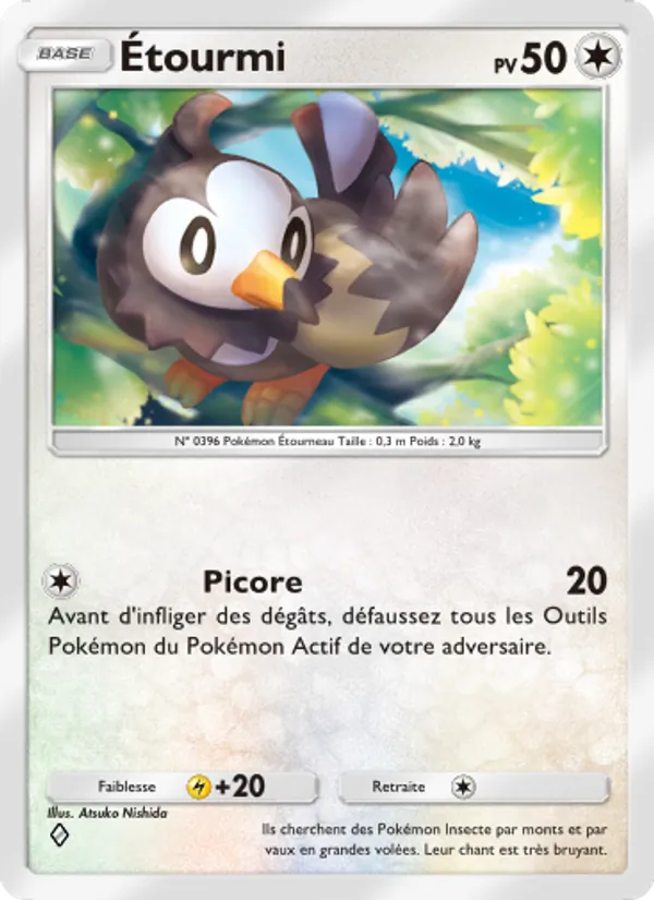 Carte Pokémon Étourmi 132/140 de l'extension Choc Spatio-Temporel