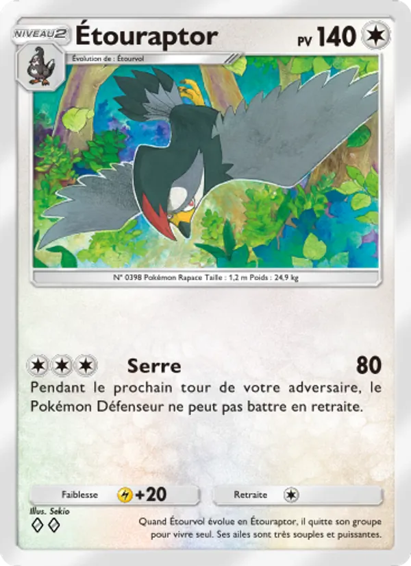 Carte Pokémon Étouraptor 134/140 de l'extension Choc Spatio-Temporel