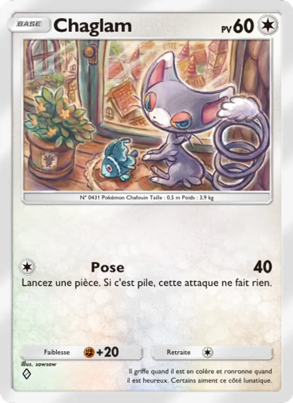 Carte Pokémon Chaglam 139/140 de l'extension Choc Spatio-Temporel