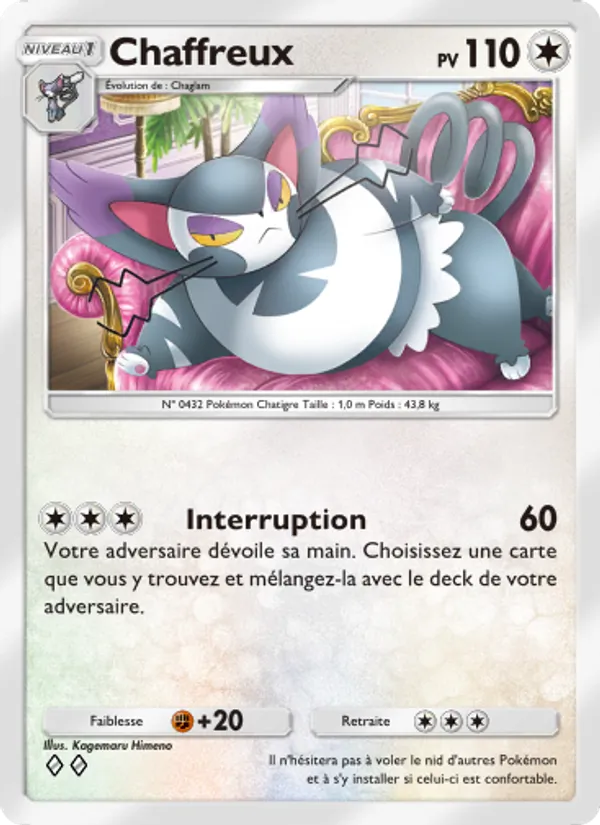 Carte Pokémon Chaffreux 140/140 de l'extension Choc Spatio-Temporel