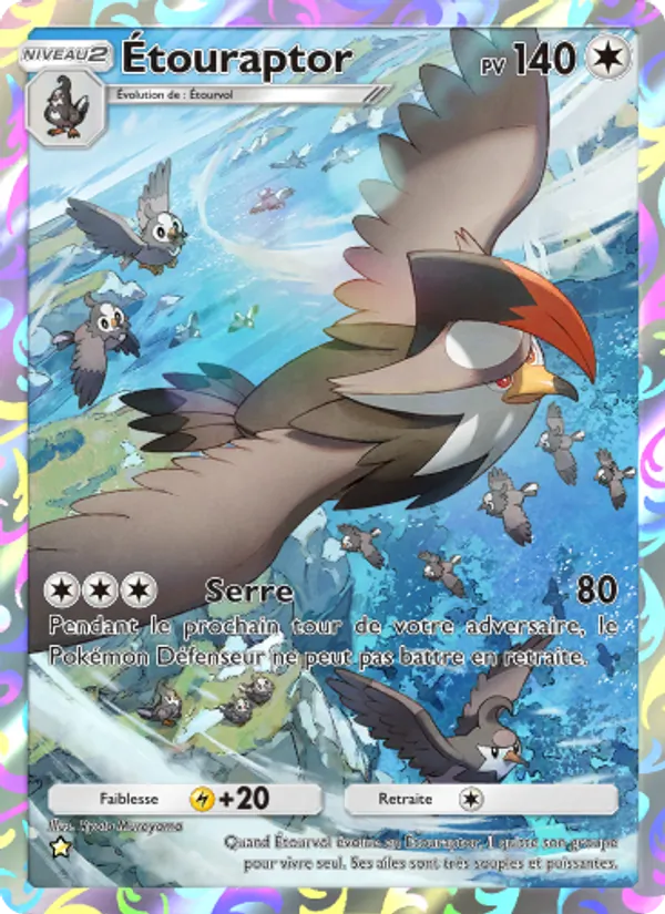 Carte Pokémon Étouraptor 176/140 de l'extension Choc Spatio-Temporel