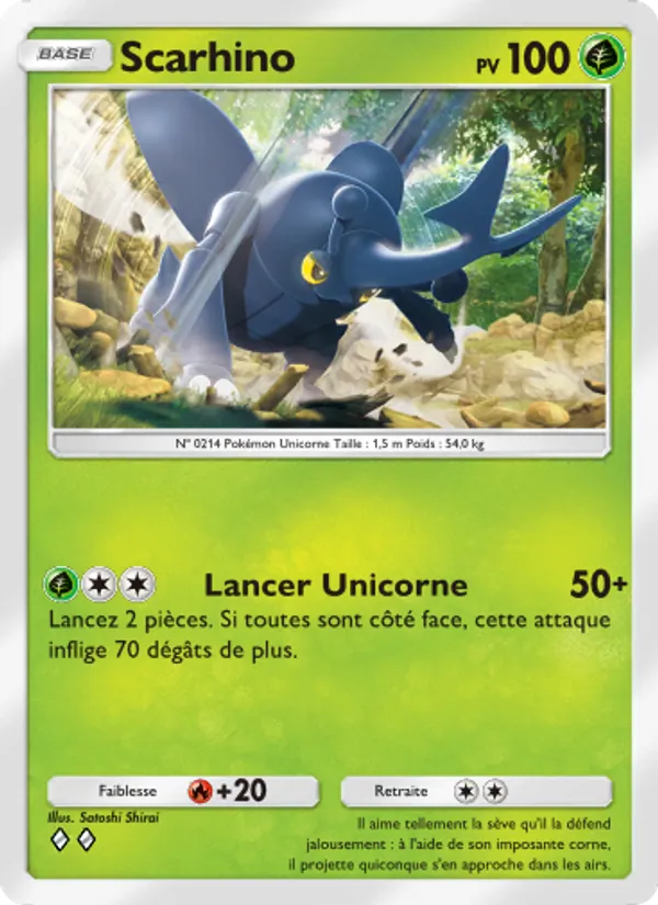 Carte Pokémon Scarhino 001/75 de l'extension Lumière Triomphale
