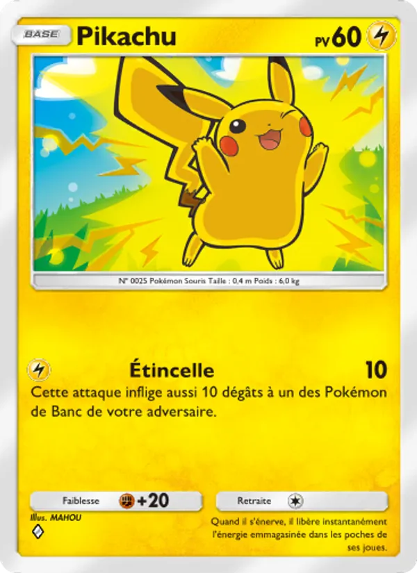 Carte Pokémon Pikachu 025/75 de l'extension Lumière Triomphale
